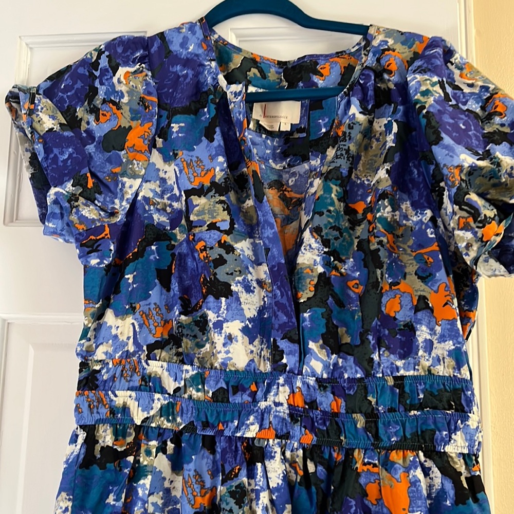 Anthropologie Somerset Maxi Dress size large, beautiful blue pattern